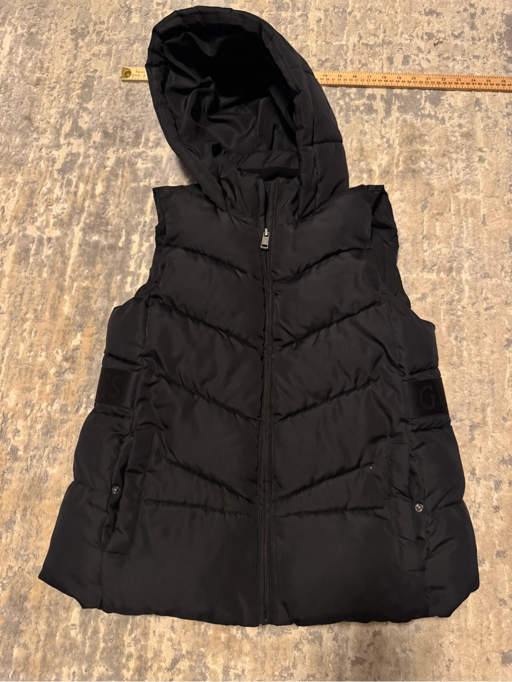 Guess Black Hooded Quilted Puffer Vest